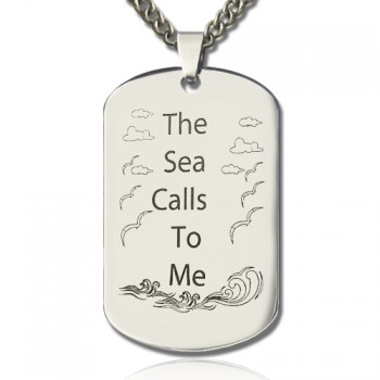 Man's Dog Tag Ocean Theme Name Necklace