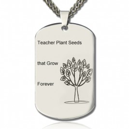 Man's Dog Tag Tree Name Necklace