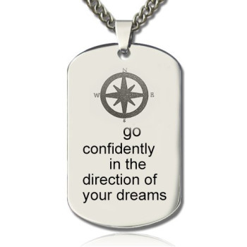 Compass Man's Dog Tag Name Necklace