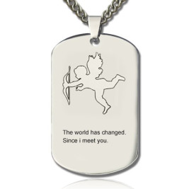 Cupid Man's Dog Tag Name Necklace