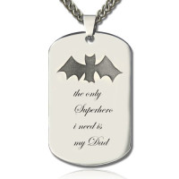 Man's Dog Tag Bat Name Necklace