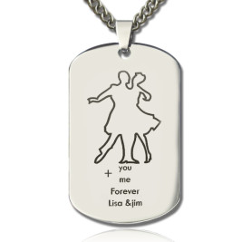 Dancing Theme Dog Tag Name Necklace