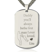 Father's Love Dog Tag Name Necklace