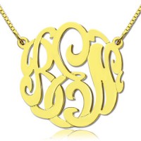 18ct Gold Plated Large Monogram Necklace Hand-painted