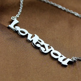 Cute Cartoon Ravie Font 18ct White Gold Plated Name Necklace