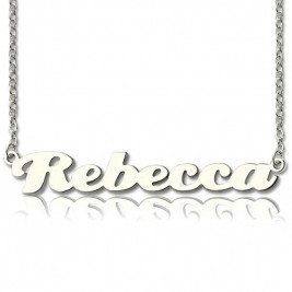 Personalised Sterling Silver Puff Font Namplate Necklace