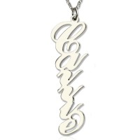 Personalised Vertical Carrie Style Name Necklace Silver