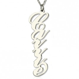Personalised Vertical Carrie Style Name Necklace Silver