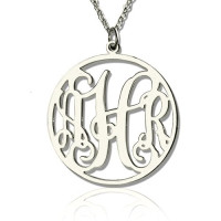 Sterling Silver Circle Monogram Necklace