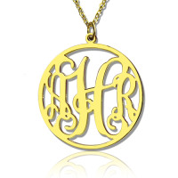 18ct Gold Plated Circle Monogram Necklace