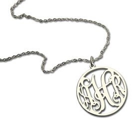 Sterling Silver Circle Monogram Necklace