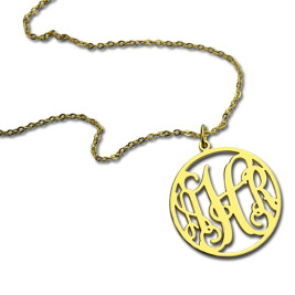 18ct Gold Plated Circle Monogram Necklace