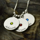 Mother's Disc and Birthstone Charm Necklace