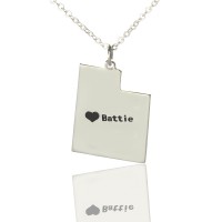 Utah State Necklaces With Heart  Name Silver
