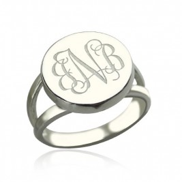Sterling Silver Circle Monogram Signet Ring