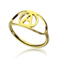 Personalised Eye Rings with Initial 18ct Gold Plated