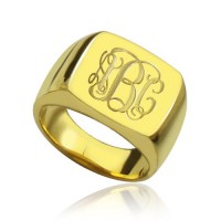 18ct Gold Plated Fashion Monogram Initial Ring