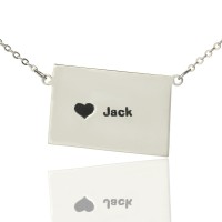 Colorado State Shaped Necklaces With Heart  Name Silver