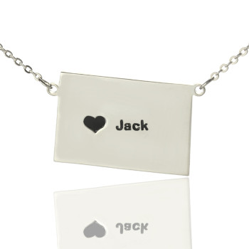 Colorado State Shaped Necklaces With Heart  Name Silver