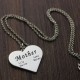 "Mother" Family Heart Necklace Sterling Silver