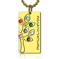 Mothers Birthstone Family Tree Necklace Sterling Silver