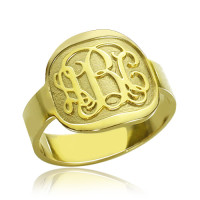 Engraved Designs Monogram Ring 18ct Gold Plated