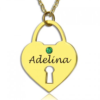 I Love You Heart Lock Keepsake Necklace With Name 18ct Gold Plated