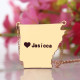 Custom AR State USA Map Necklace With Heart  Name Rose Gold