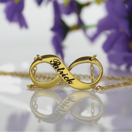 Infinity Symbol Jewellery Necklace Engraved Name 18ct Gold Plated