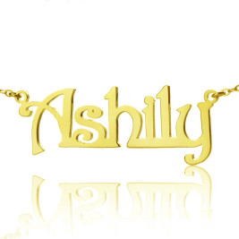 Solid Gold Harrington Font Name Necklace-18ct Gold Plated