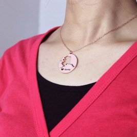 Custom Alaska Disc State Necklaces With Heart  Name Rose Gold