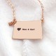 Personalised ND State USA Map Necklace With Heart  Name Rose Gold