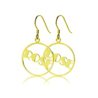 18ct Gold Plated Broadway Font Circle Name Earring