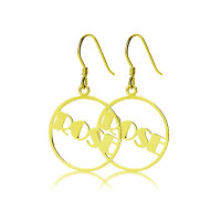 18ct Gold Plated Broadway Font Circle Name Earring