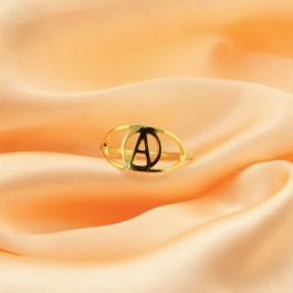 Personalised Eye Rings with Initial 18ct Gold Plated