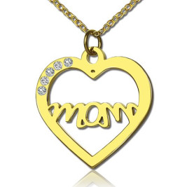 Mothers Heart Necklace With Birthstone 18ct Gold Plated