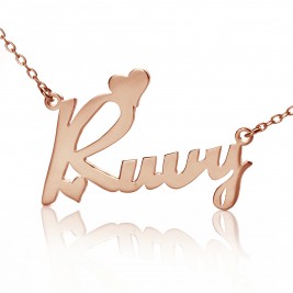 Personalised 18ct Rose Gold Plated Fiolex Girls Fonts Heart Name Necklace