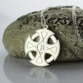 Engraved Celtic Cross Necklace Silver