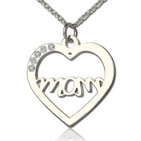 Mothers Birthstone Heart Necklace Sterling Silver