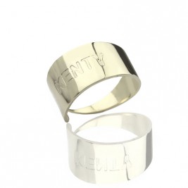 Engraved Name Cuff Rings Sterling Silver