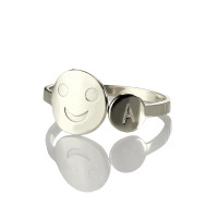 Personalised Smile Ring with Initial Sterling Silver