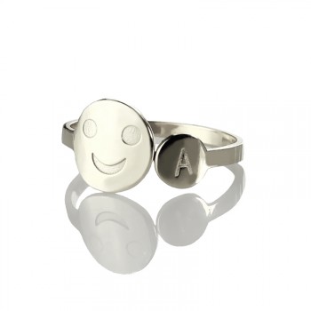 Personalised Smile Ring with Initial Sterling Silver
