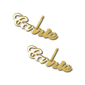 18K Gold Name Stud Earring