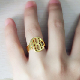 18ct Gold Plated Block Monogram Ring