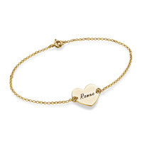 18ct Gold Plated Engraved Couples Heart Bracelet/Anklet