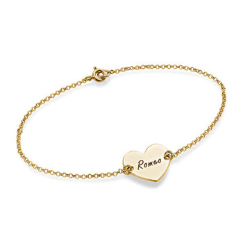 18ct Gold Plated Engraved Couples Heart Bracelet/Anklet