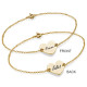 18ct Gold Plated Engraved Couples Heart Bracelet/Anklet