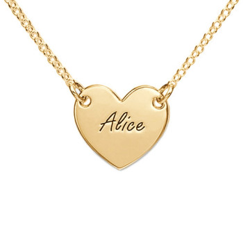 18ct Gold Plated Heart Necklace with Engraving	