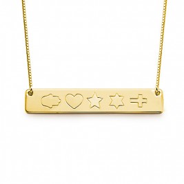 18ct Gold Plated Icon Bar Necklace	