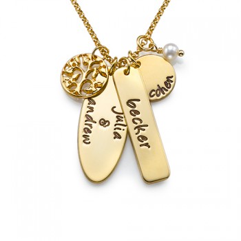 18ct Gold Plated Silver Family Tree Jewellery	